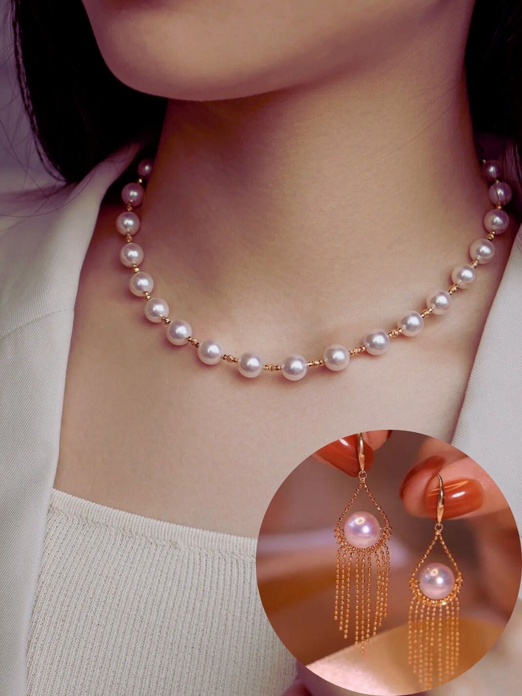 Colar de Perolas Pearl + Par de Brincos Pearl