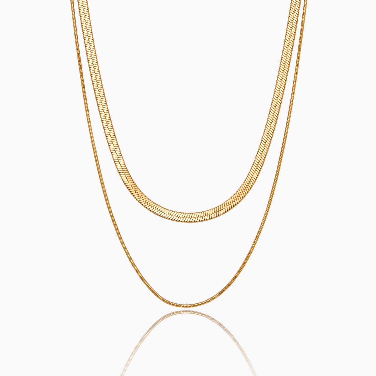 Colar Dual Snake em Camadas Banhado em Ouro 18K