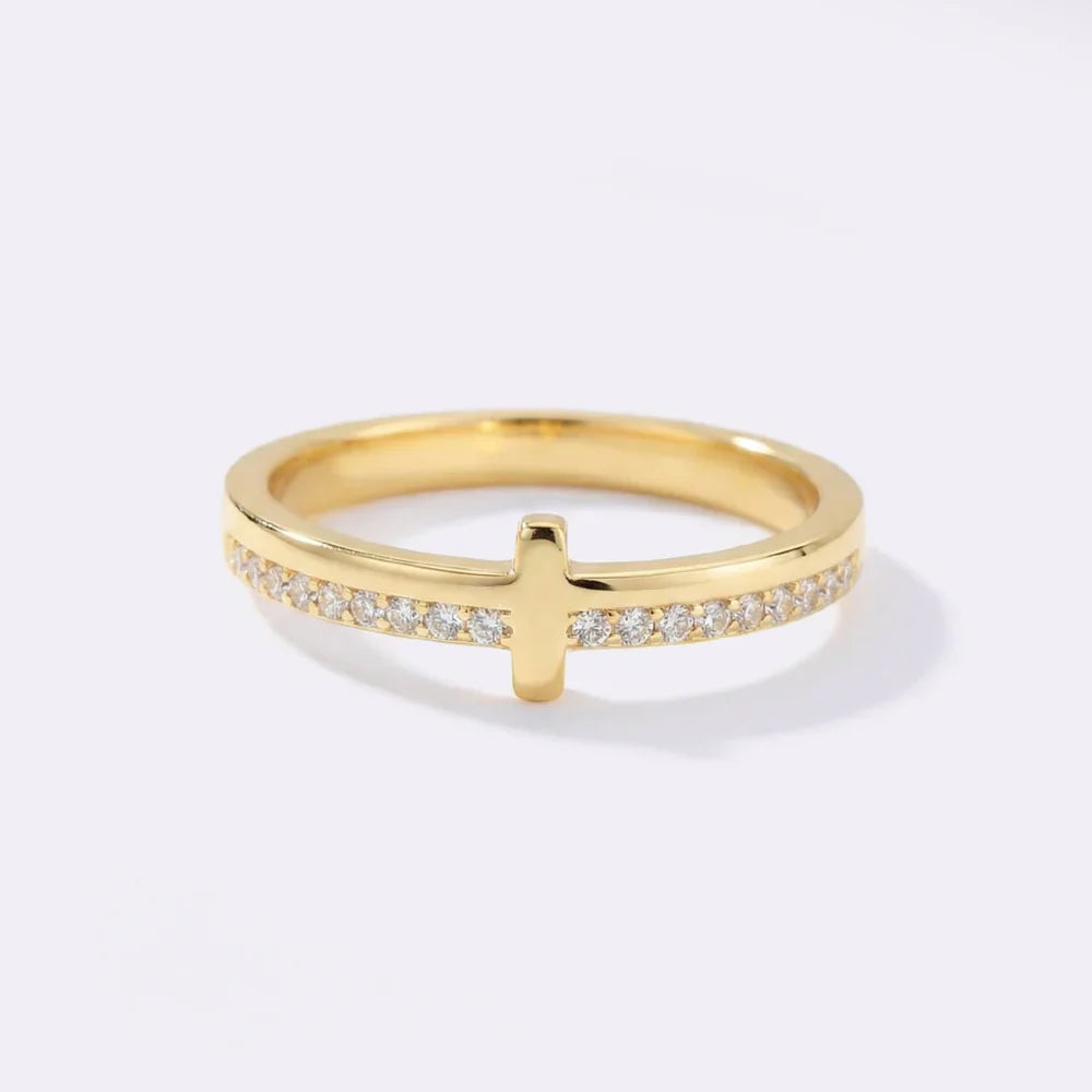 Anel Cruz Dourada Benção e Proteção