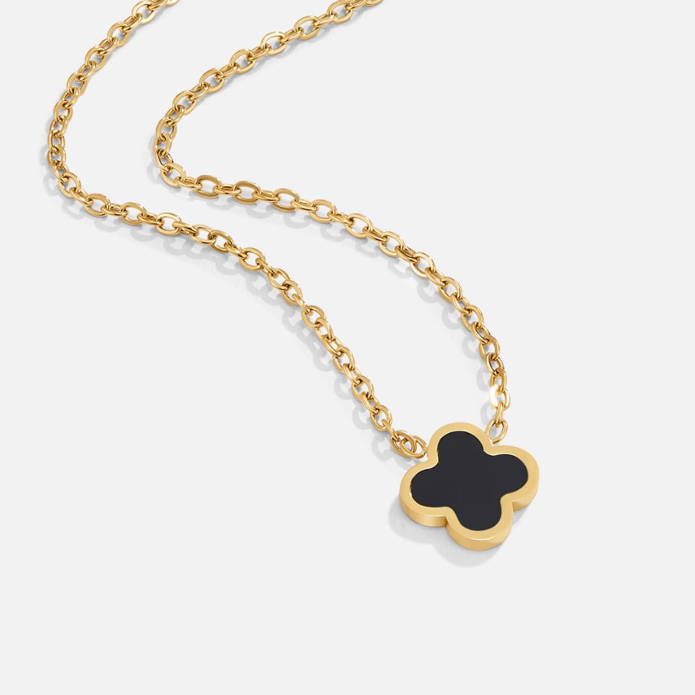 Colar Trevo Negro Dourado