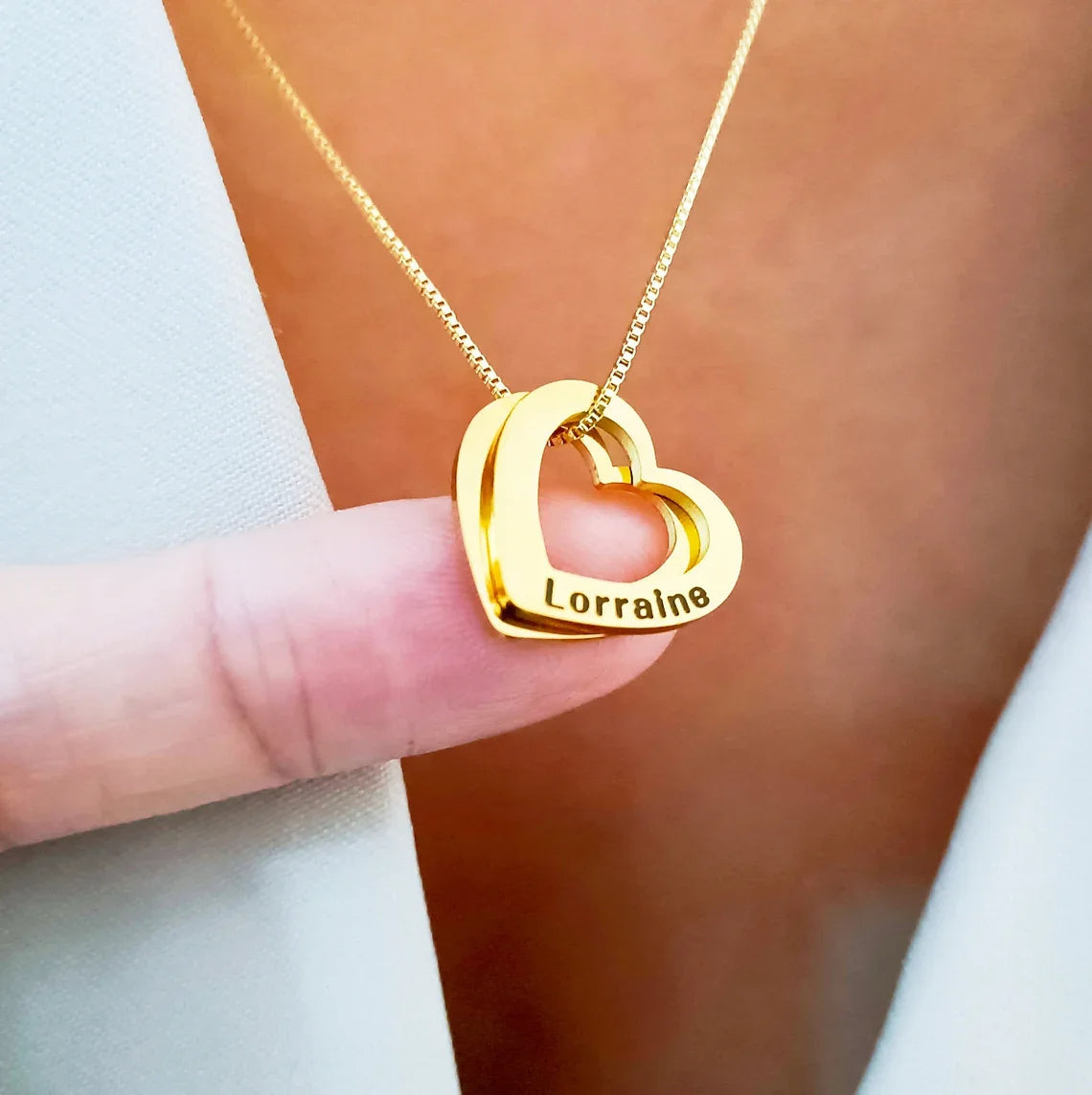 Colar Coração de Mãe Personalizável Banhado a Ouro 18k