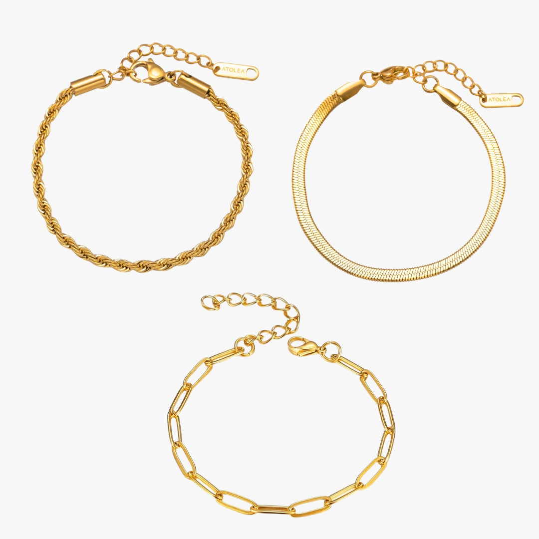 Conjunto Pulseiras Essentials Banhado Ouro 18K