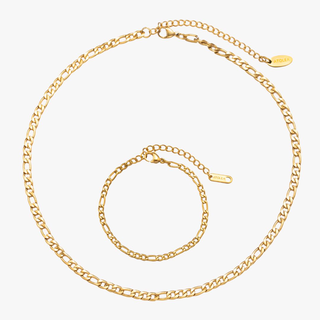 Conjunto de Corrente Banhado Ouro 18K