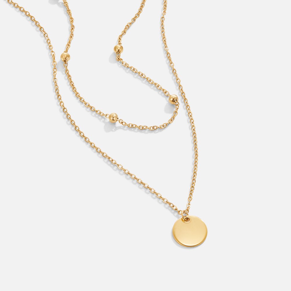 Colar Dourado Disco em camadas